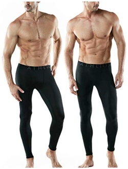 2 Pack Boy's UPF 50  Compression Pants Baselayer, Cool Dry Active Running Tights, 4-Way Stretch Workout Leggings