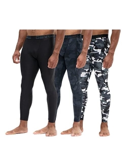 DEVOPS 2 or 3 Pack Men's Compression Pants Athletic Leggings with Pocket/Non-Pocket