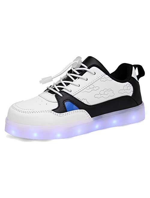 Voovix Kids LED Light Up Shoes Shiny Low-Top Sneakers for Boys and Girls Child Unisex