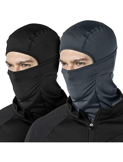 ATHLIO 2 Pack Thermal Winter Balaclava Face Mask, UV Protection Fleece Lined Ski Mask, Lightweight Windproof Neck Gaiter