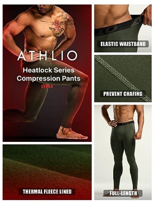 ATHLIO Men's Thermal Compression Pants, Athletic Running Tights & Sports Leggings, Wintergear Base Layer Bottoms