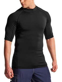 Men's UPF 50  Rash Guard, UV/SPF Short Sleeve Swim Shirt, Active Water Beach Surf Swimsuit Top