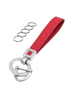 OHKYOOT Microfiber Leather Wristlet Keychain,Key Chain Holder Car Keys Keychain with 5 Key Ring and Anti-Lost D Ring