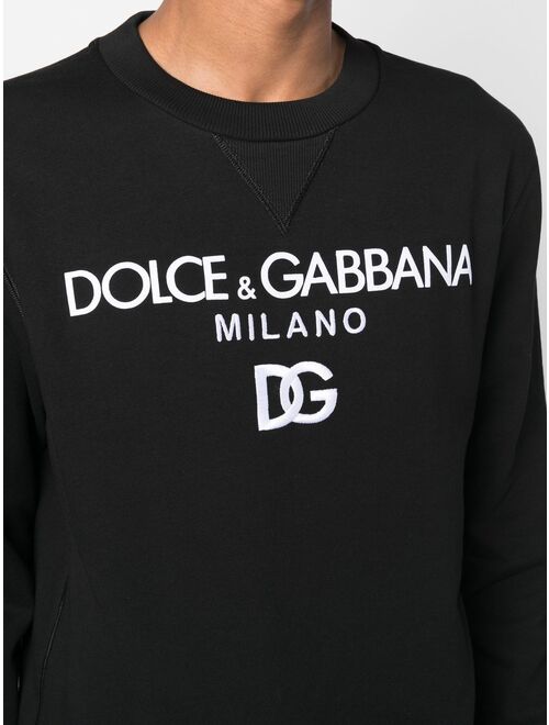 Dolce & Gabbana logo-embroidered cotton sweatshirt