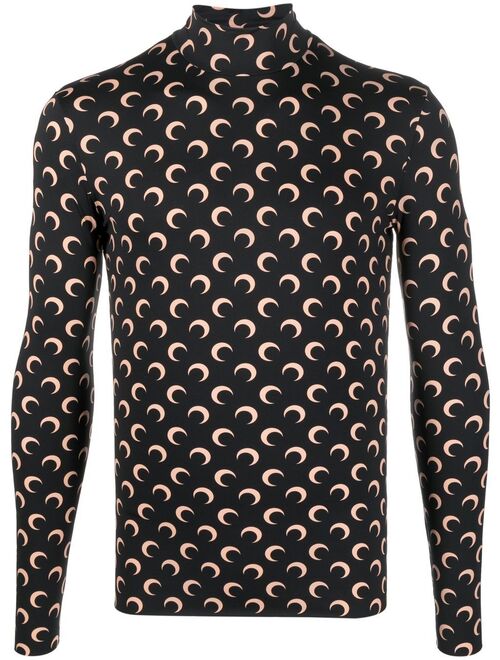 Marine Serre Black Crescent Moon Print Sweatshirt