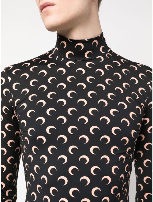 Marine Serre Black Crescent Moon Print Sweatshirt