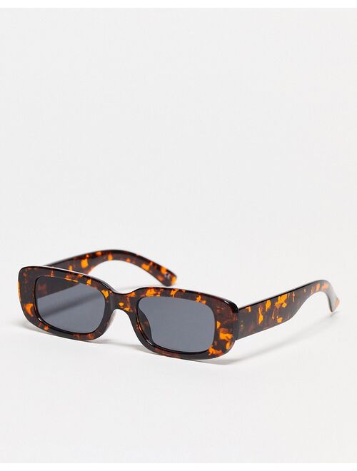 ASOS DESIGN chunky rectangle sunglasses with smoke lens in tortoiseshell