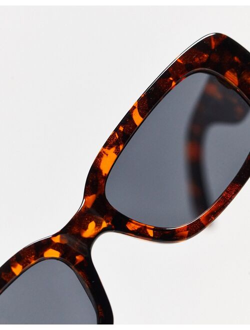 ASOS DESIGN chunky rectangle sunglasses with smoke lens in tortoiseshell