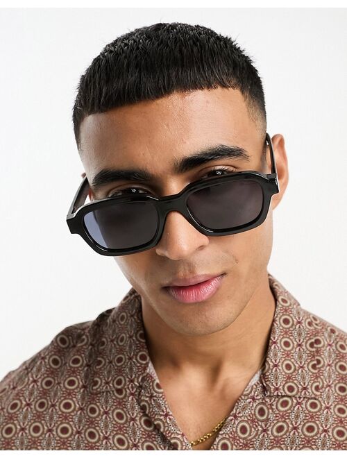 Selected Homme rectangle sunglasses in black