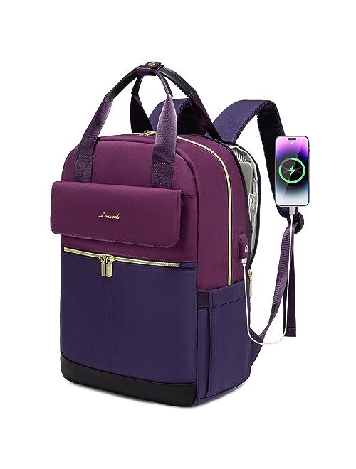 LOVEVOOK Laptop Backpack for Women, Cute Laptop Bag with USB Port, Waterproof Travel Work Backpack Purse, Anti-Theft College Backpacks Casual Computer Daypack Nurse Teach