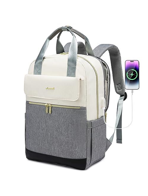 LOVEVOOK Laptop Backpack for Women, Cute Laptop Bag with USB Port, Waterproof Travel Work Backpack Purse, Anti-Theft College Backpacks Casual Computer Daypack Nurse Teach