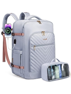 Travel Backpack,Carry On Backpack Flight Approved with Toiletry Bag,Expandable Large Laptop Backpack Women Waterproof Backpack Fit 17.3 Inch with USB Charging Po