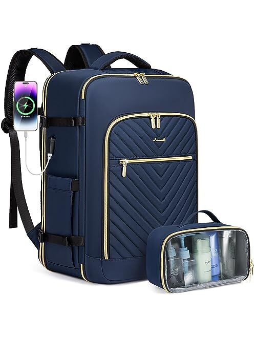 LOVEVOOK Travel Backpack,Carry On Backpack Flight Approved with Toiletry Bag,Expandable Large Laptop Backpack Women Waterproof Backpack Fit 17.3 Inch with USB Charging Po