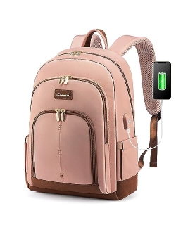 Laptop Backpack for Women,Travel Backpack 15.6 Inch Computer Back Pack with USB Charging Port for Work Business,Wine Red