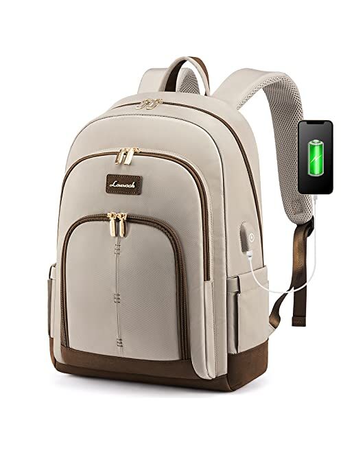 LOVEVOOK Laptop Backpack for Women,Travel Backpack 15.6 Inch Computer Back Pack with USB Charging Port for Work Business,Wine Red