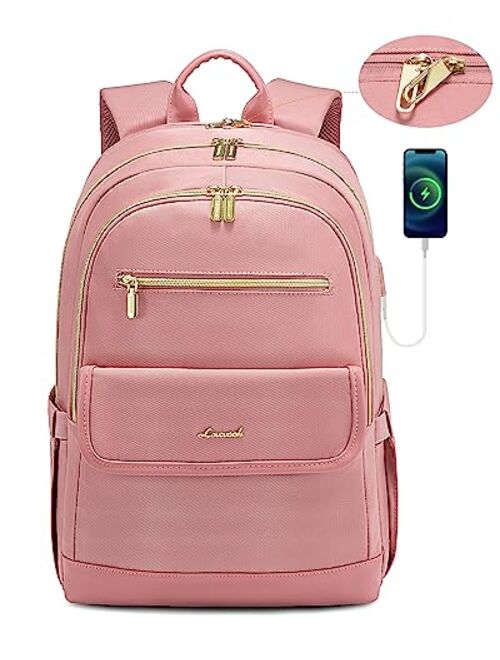 LOVEVOOK Laptop Backpack for Women,15.6 Inch Fashion Travel Backpack,Large Capacity Backpack Purse with USB,Water-resistant fits College Work Business Travel Beige