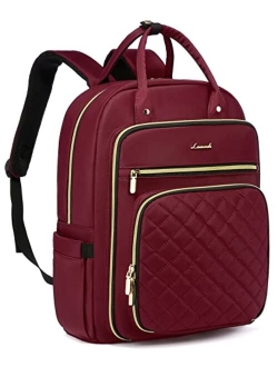 Laptop Backpack for Women, 15.6 Inch Computer Backpack for Teacher Nurse with Water Resistant, Lightweight Travel Work Backpack with USB Charging Port, Quilted C