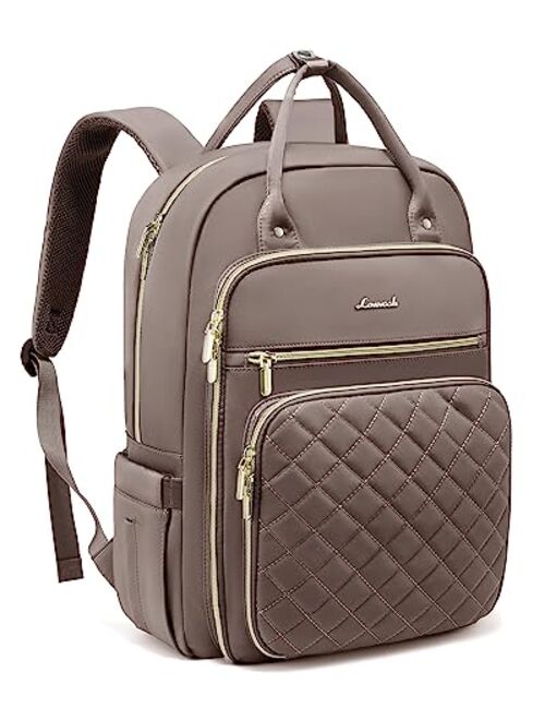 LOVEVOOK Laptop Backpack for Women, 15.6 Inch Computer Backpack for Teacher Nurse with Water Resistant, Lightweight Travel Work Backpack with USB Charging Port, Quilted C