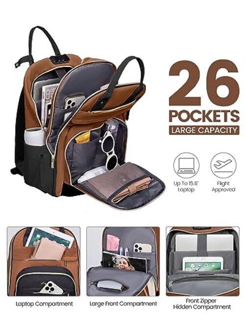 LOVEVOOK Laptop Backpack for Women, 15.6 Inch Travel Anti-theft Laptop Bag, Fashion Work Business Backpacks Purse, Warterproof College Teacher Nurse Computer Professor Da