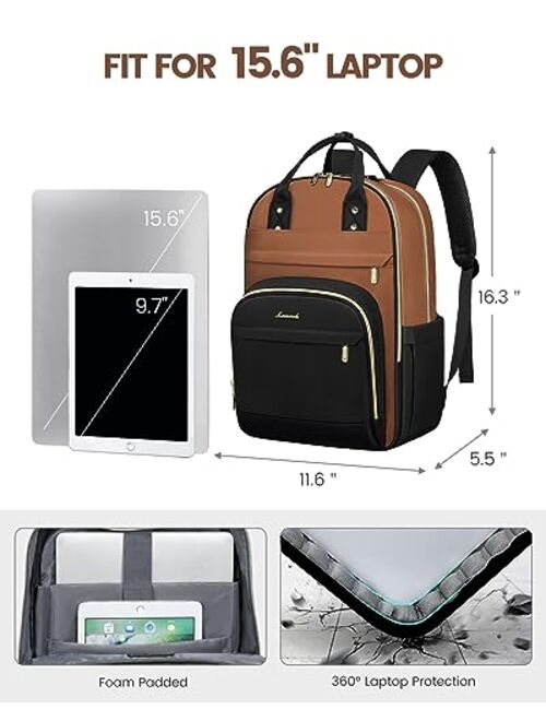 LOVEVOOK Laptop Backpack for Women, 15.6 Inch Travel Anti-theft Laptop Bag, Fashion Work Business Backpacks Purse, Warterproof College Teacher Nurse Computer Professor Da