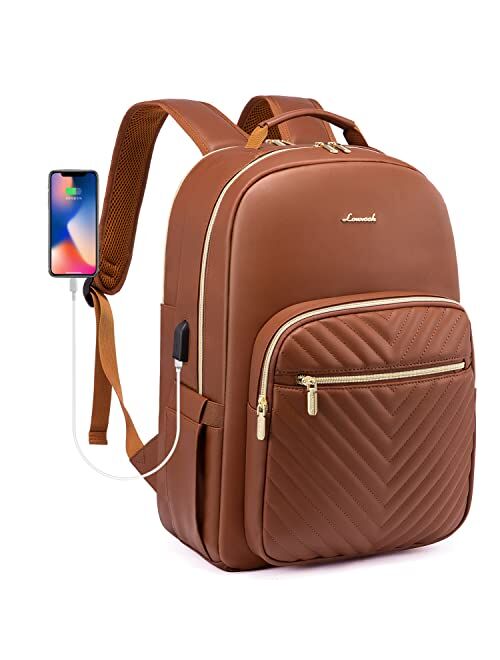 LOVEVOOK Laptop Backpack Purse for Women, Work Business Travel Computer Bags, College Nurse Backpack for Womens, Quilted Casual Daypack with USB Port, Fit 15.6 Inch Lapto