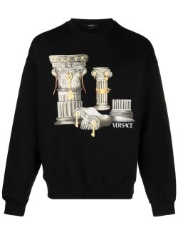 Columns-print cotton sweatshirt
