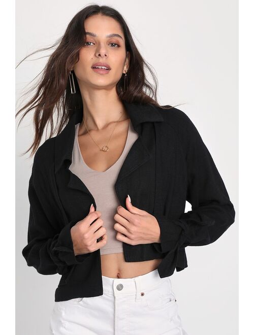 Lulus Positively Chic Black Cropped Blazer