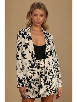 LUSH Blooming Sophistication Cream Floral Print Blazer