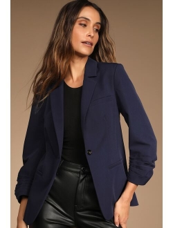 Here for Business Taupe Ruched Blazer