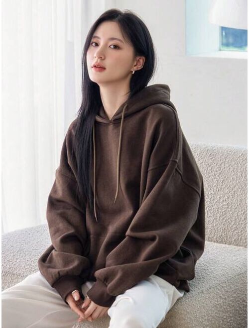 Dazy-Less Drop Shoulder Drawstring Hoodie