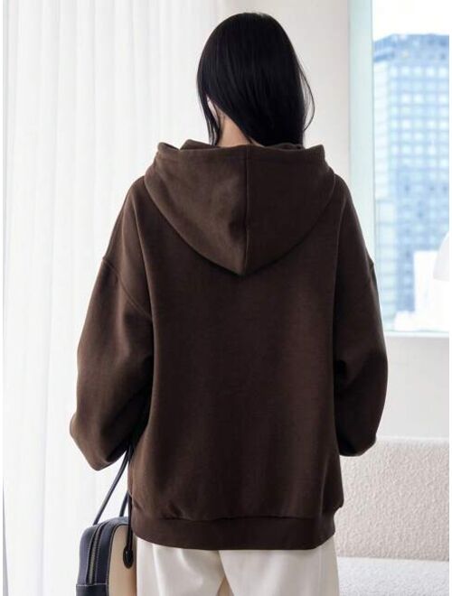 Dazy-Less Drop Shoulder Drawstring Hoodie