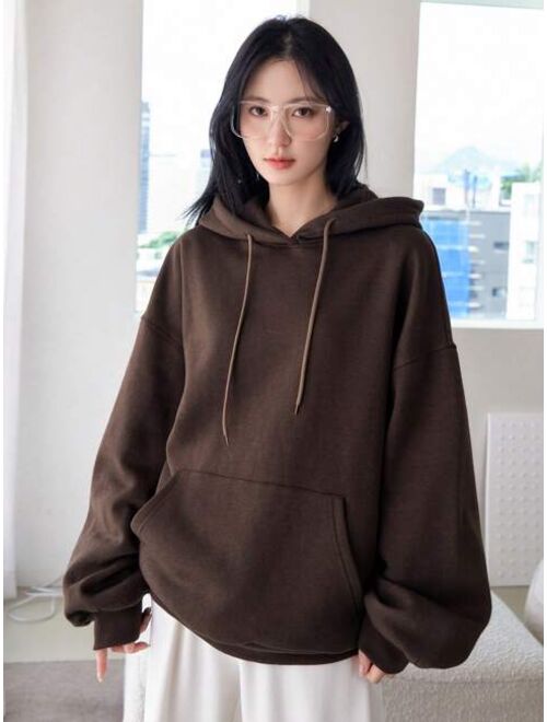 Dazy-Less Drop Shoulder Drawstring Hoodie