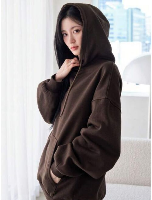 Dazy-Less Drop Shoulder Drawstring Hoodie