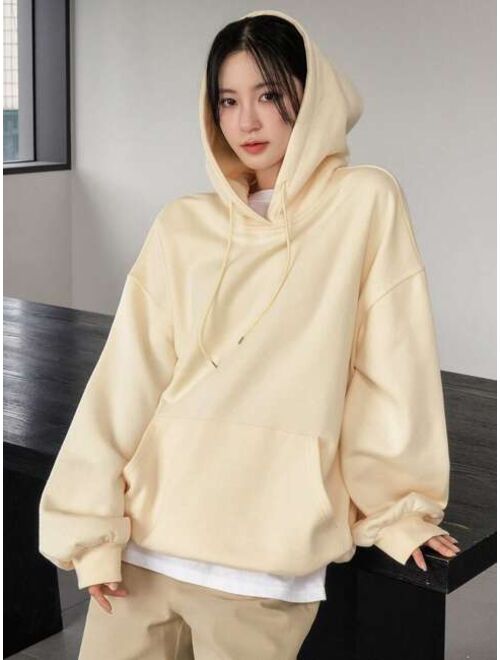 Dazy-Less Drop Shoulder Drawstring Hoodie