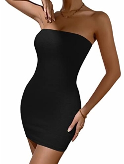 Women's Strapless Sleeveless Cut Out Club Sexy Bodycon Tube Mini Dress