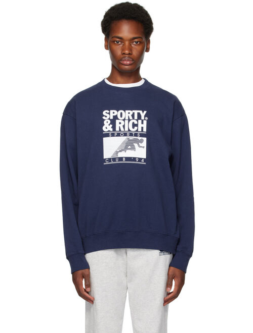 Sporty & Rich Navy 'Motion Club' Sweatshirt