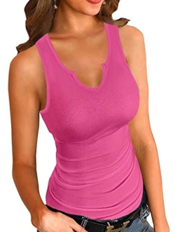 VICHYIE Tank Tops for Women Summer Sleeveless Shirts Ribbed Slim Fitted Tops