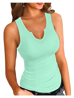 VICHYIE Tank Tops for Women Summer Sleeveless Shirts Ribbed Slim Fitted Tops