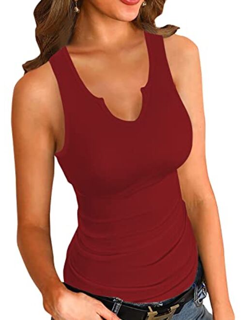 VICHYIE Tank Tops for Women Summer Sleeveless Shirts Ribbed Slim Fitted Tops