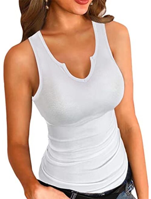 VICHYIE Tank Tops for Women Summer Sleeveless Shirts Ribbed Slim Fitted Tops