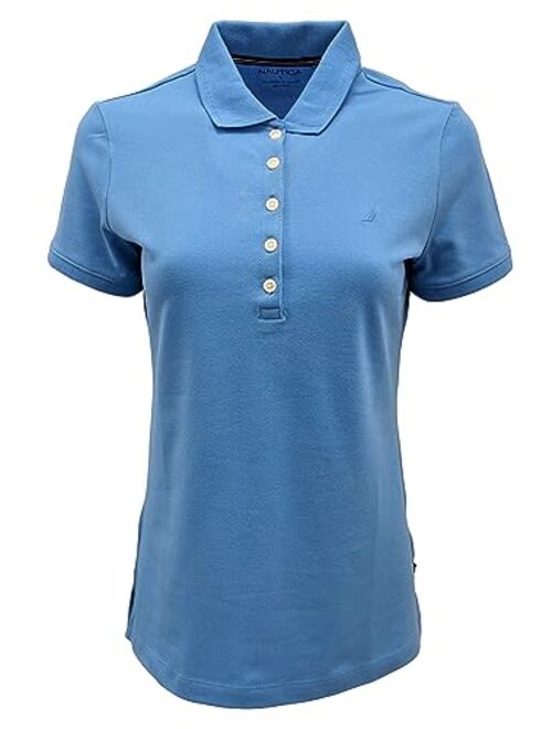 Nautica Women's 5-Button Short Sleeve Cotton Polo Shirt