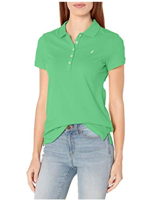 Nautica Women's 5-Button Short Sleeve Cotton Polo Shirt