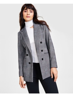 Women's Mini Check Open-Front Faux Double-Breasted Jacket, Created for Macy's