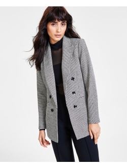 Women's Mini Check Open-Front Faux Double-Breasted Jacket, Created for Macy's