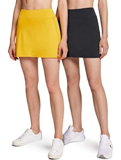 1 or 2 Pack Women's Athletic Skorts Active Tennis Skirts, Workout Golf Skirt with Pockets Built-in Shorts