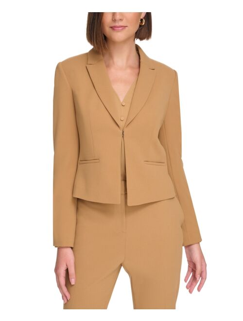 CALVIN KLEIN Petite Scuba-Crepe Open-Front Jacket