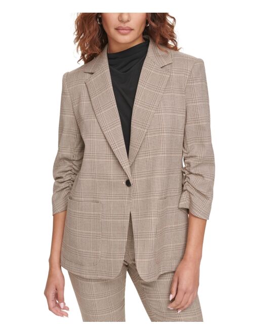 CALVIN KLEIN Petite Ruched 3/4-Sleeve Blazer