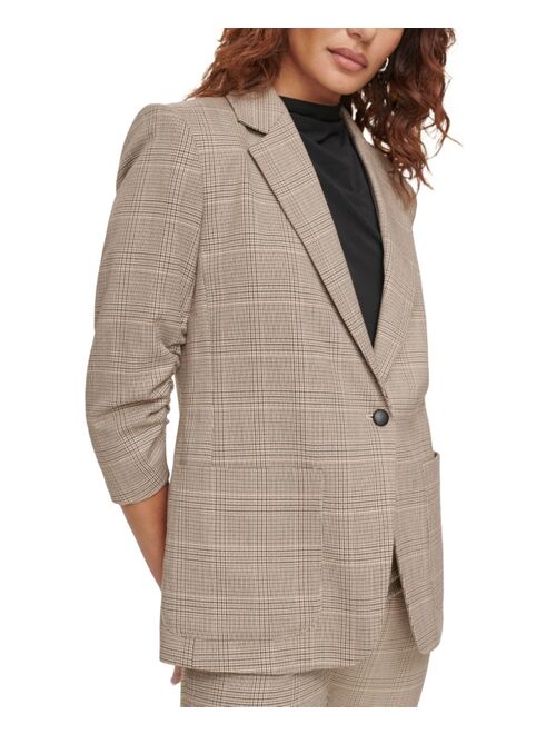 CALVIN KLEIN Petite Ruched 3/4-Sleeve Blazer