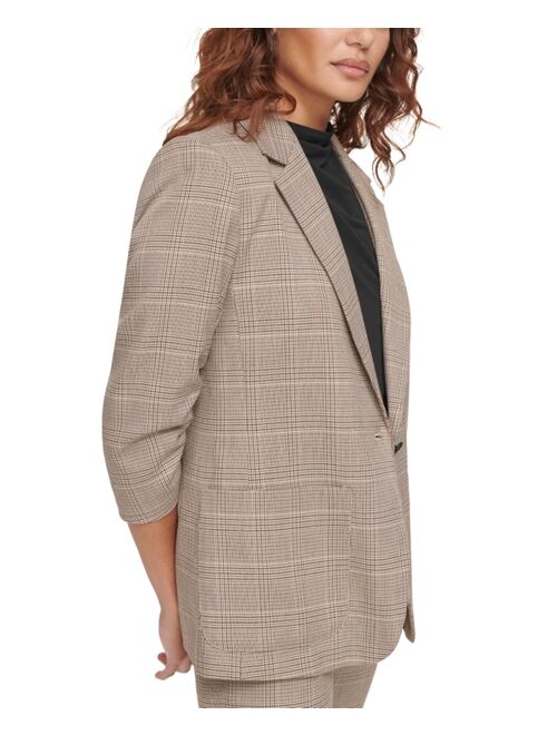 CALVIN KLEIN Petite Ruched 3/4-Sleeve Blazer