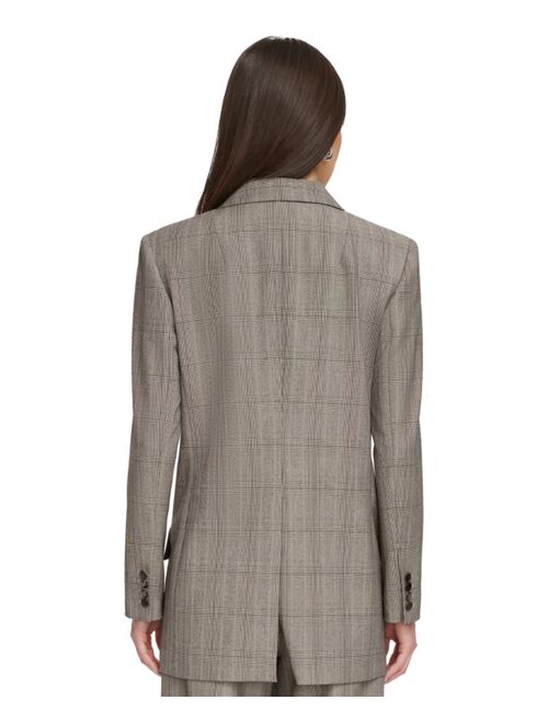 DKNY Women's Plaid Two-Button Blazer